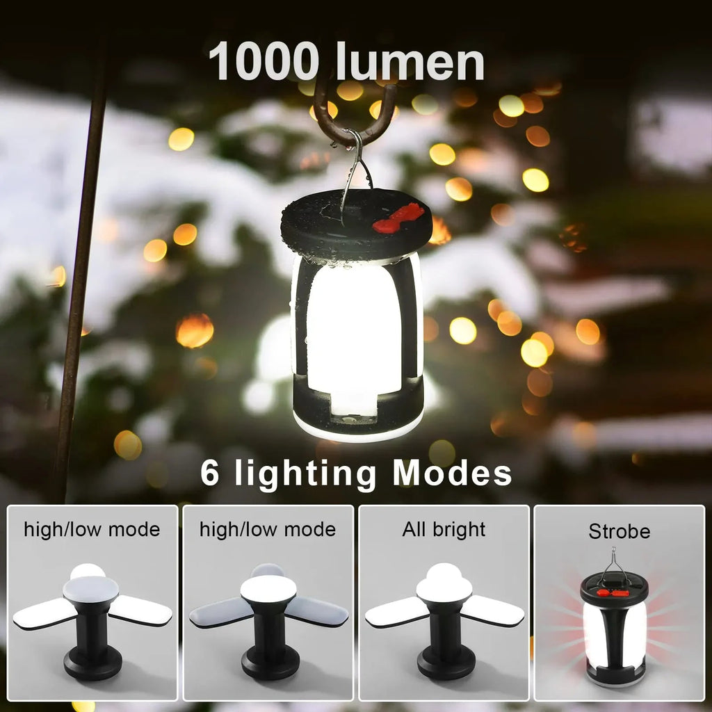 Rechargeable Camping Lantern with Solar Panel and Folding Design, 500 Lumens All Vera Mart