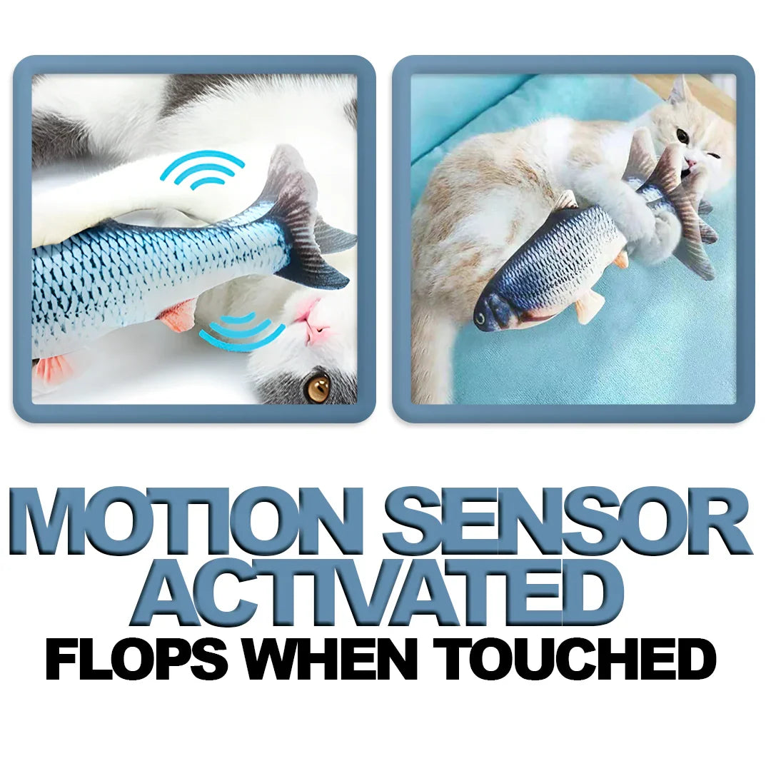 Motion Activated Flopping Fish Toy with Rechargeable Battery and Soft Padding All Vera Mart