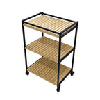 Bamboo Storage Trolley with Three Open Tiers and Rolling Wheels for Bathrooms and Kitchens All Vera Mart