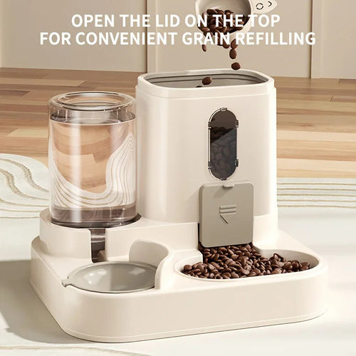 Automatic Pet Feeder with Gravity Refill System and Siphon Water Control All Vera Mart