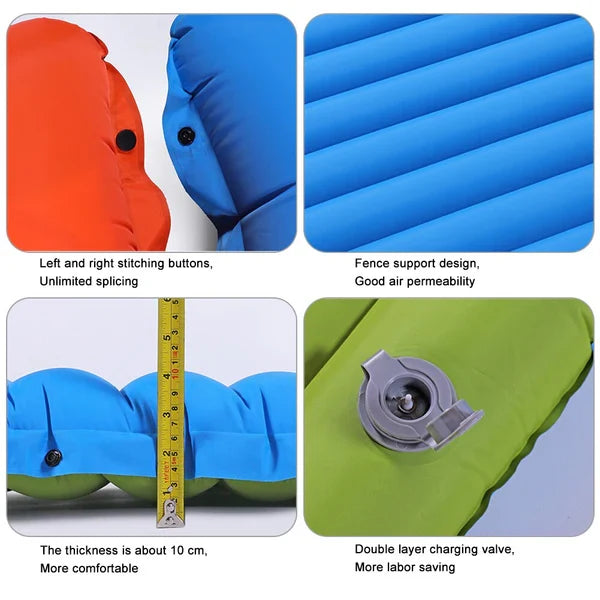 Inflatable Mattress with Built-In Foot Pump and Coupling Buttons for Camping All Vera Mart