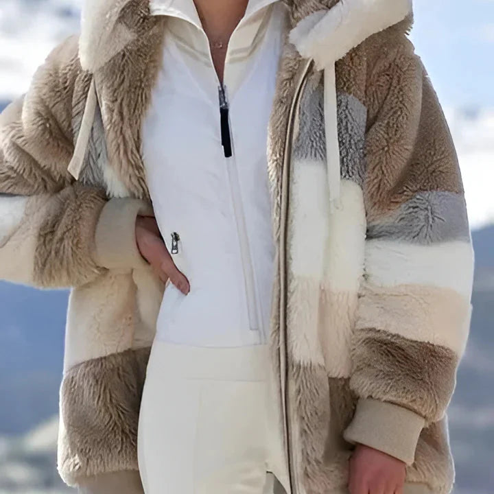 Oversized Padded Coat with Lamb Wool Padding and Adjustable Hood for Women All Vera Mart