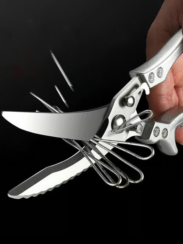 Kitchen Shears with Serrated Blades and Auto Rebound Spring for Poultry, Fish and Bones All Vera Mart