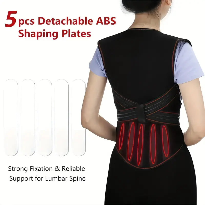 Magnetic Back Brace with 108 Magnets and ABS Support Plates, Infrared Heat All Vera Mart