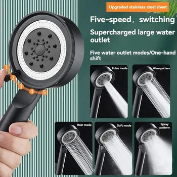 Handheld Shower Head with 5 Spray Patterns and Built-In Flow Control All Vera Mart