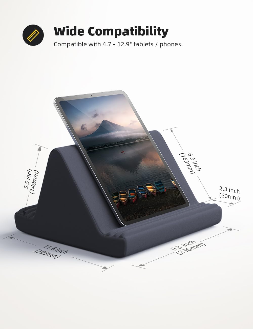 Adjustable Tablet Pillow Stand with Dual Device Slots and Six Angle Positions, 4-13in All Vera Mart