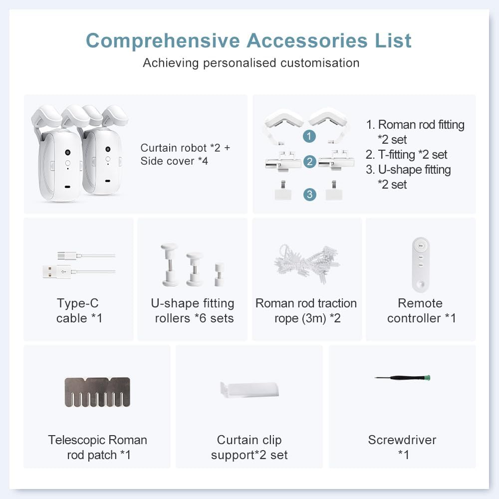 Motorized Curtain Motor with Wireless Remote and Multi-Track Compatibility All Vera Mart