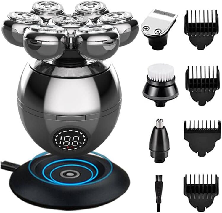 Electric Head Shaver with Seven Floating Blades and Five Grooming Attachments All Vera Mart