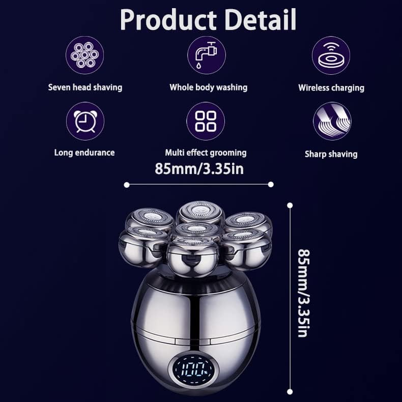 Electric Head Shaver with Seven Floating Blades and Five Grooming Attachments All Vera Mart