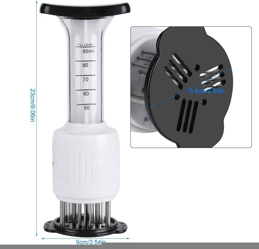 Stainless Steel Meat Injector with 30-Needle System and Dual Action Plunger All Vera Mart