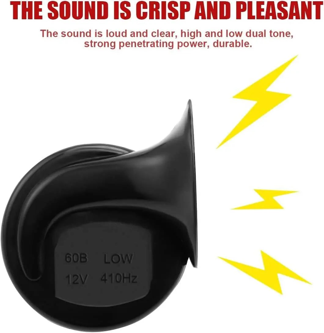12V Dual-Tone Vehicle Horn with Snail ABS Housing and Waterproof Sealing, Relay Wiring All Vera Mart