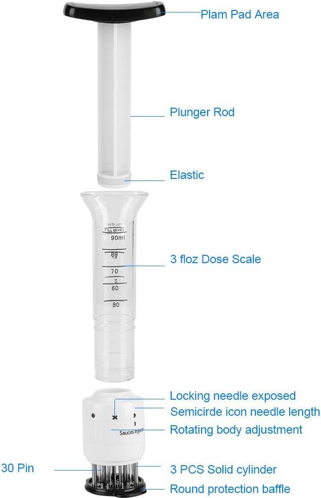 Stainless Steel Meat Injector with 30-Needle System and Dual Action Plunger All Vera Mart