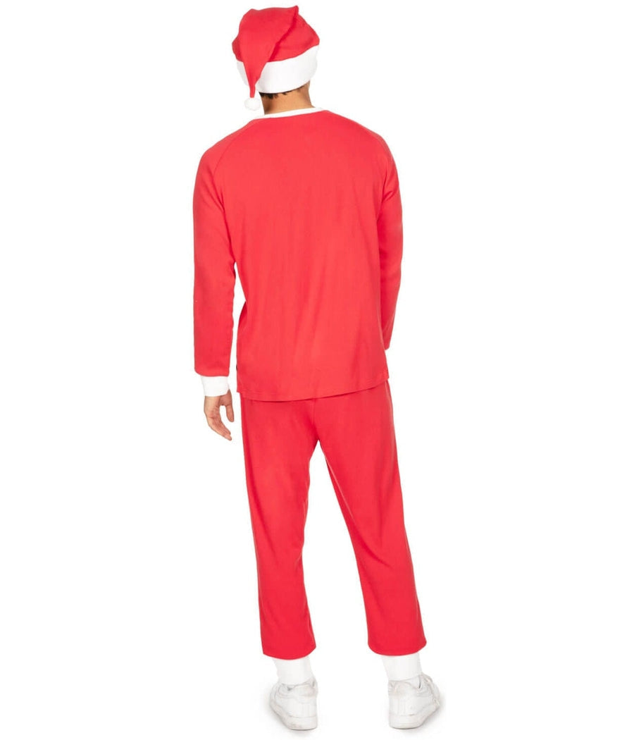 Mens Santa Claus Crew Neck Pajama Set with Pockets and Drawstring Waist