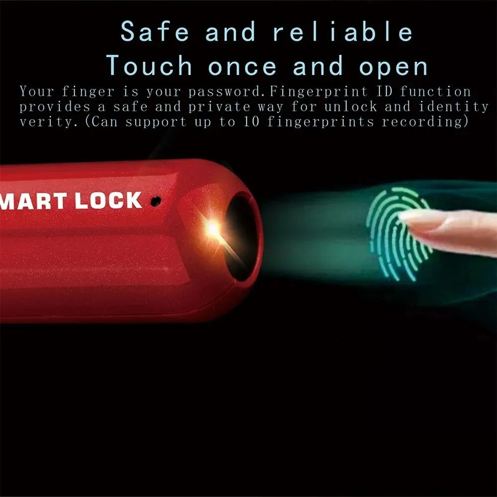 Fingerprint Padlock with 10 Fingerprint Storage and LED Status Indicator All Vera Mart