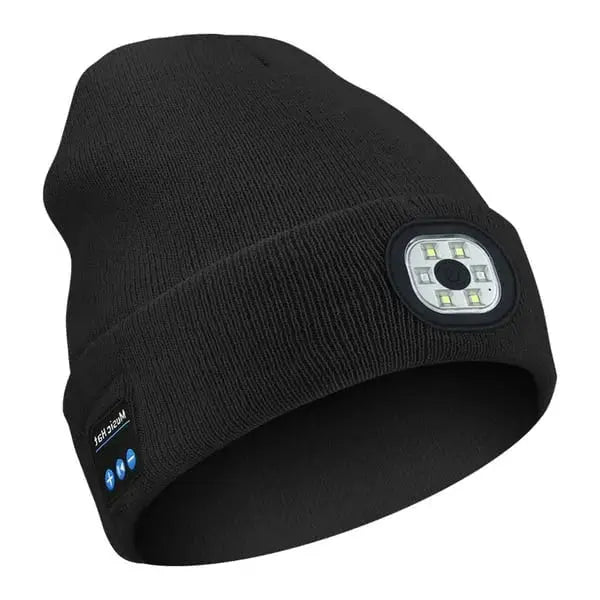 Bluetooth Beanie with Built-In LED Headlamp and Integrated Speakers, Removable Module All Vera Mart