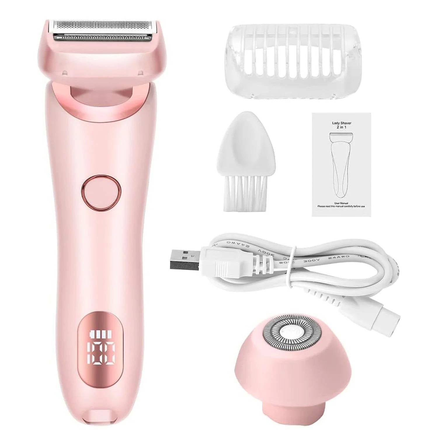 Cordless Electric Shaver with Dual Blade Heads and Waterproof Design, 120-Minute Runtime All Vera Mart