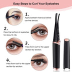 Heated Eyelash Curler with Three Temperature Settings and Curved Comb Design All Vera Mart