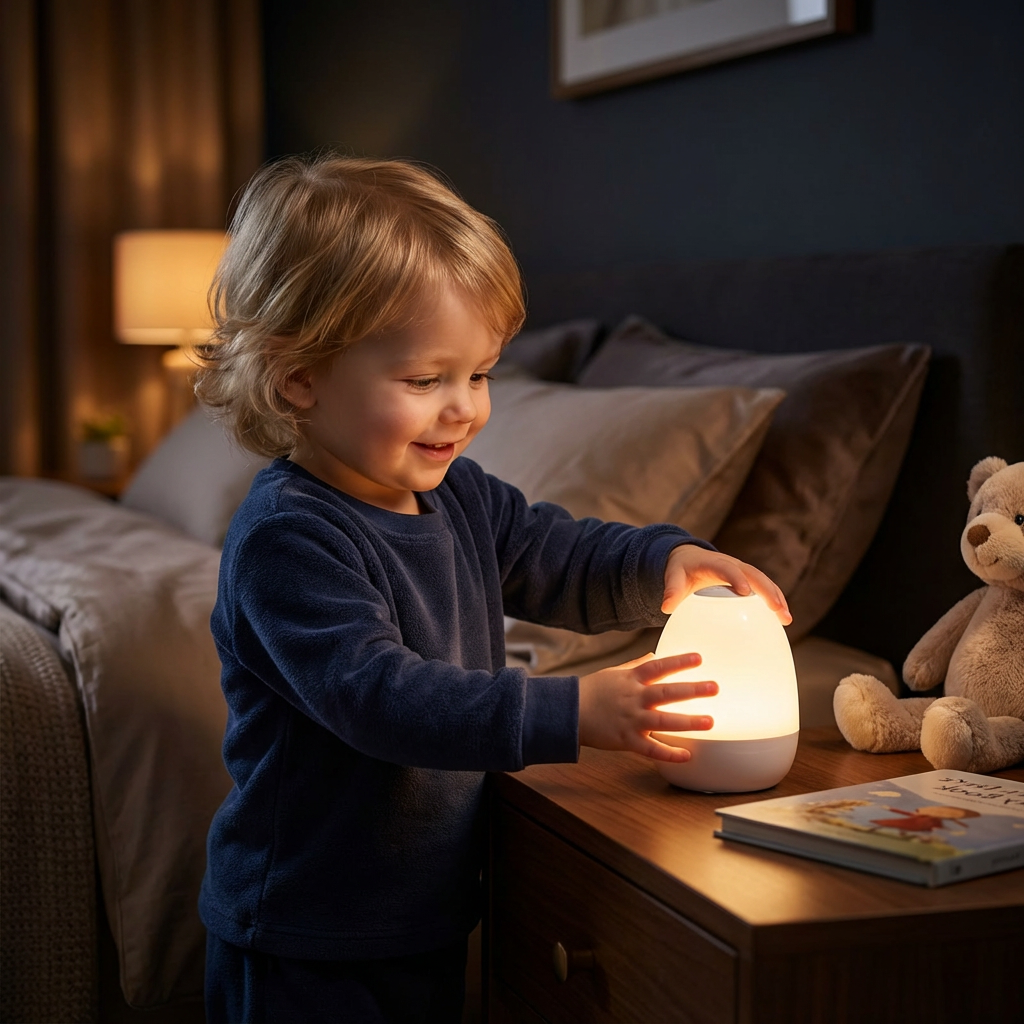 Egg Shaped Night Light with Touch Control and Rechargeable Battery All Vera Mart