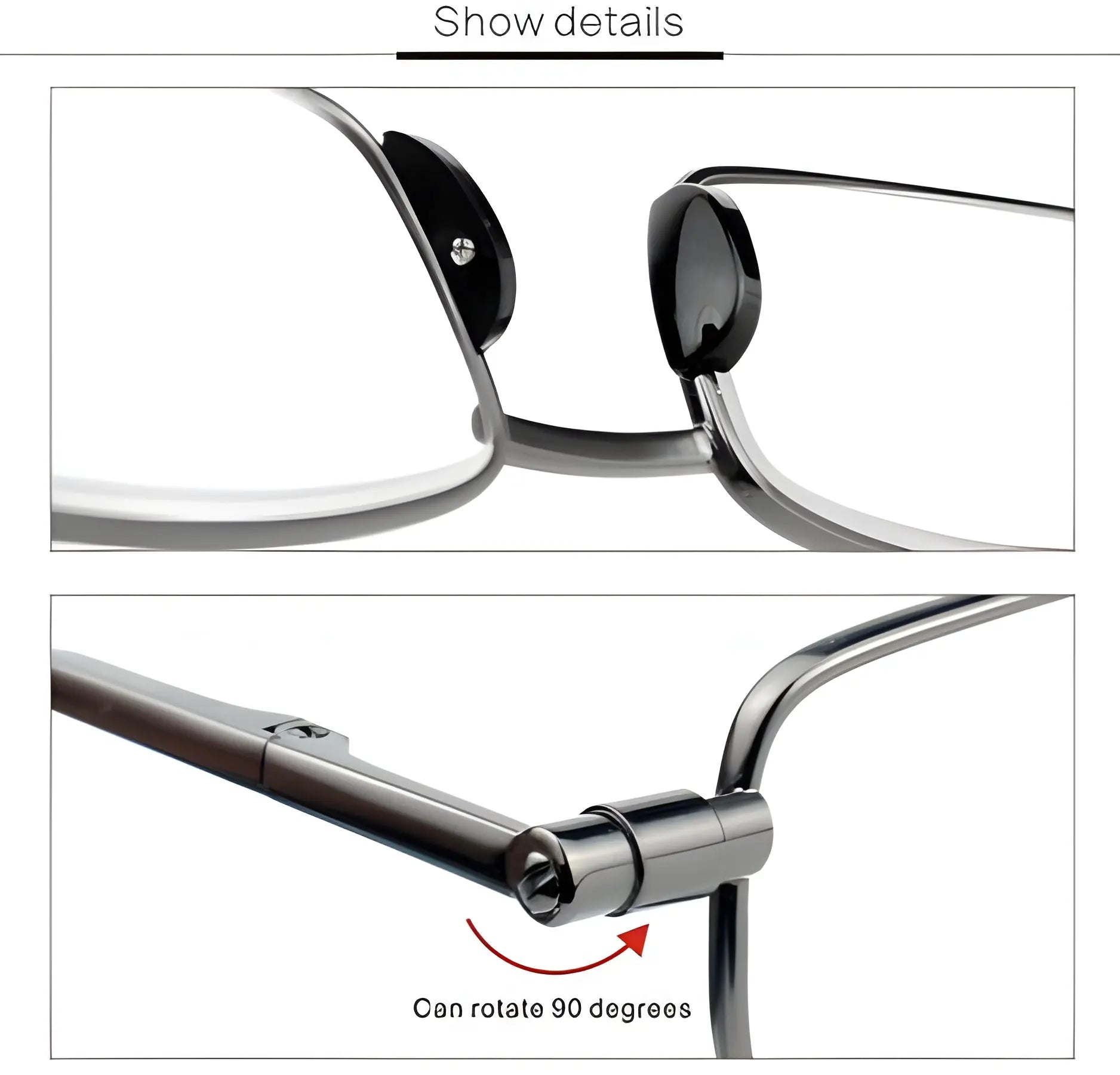 Folding Reading Glasses with Slim Case and Spring Hinge, Lightweight Steel Frame All Vera Mart