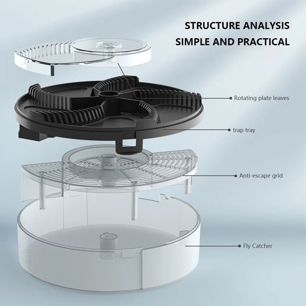 Rechargeable Fly Trap with Rotating Blade and Non-Toxic Bait, 120 Square Meter Coverage All Vera Mart