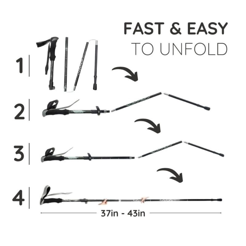 Folding Trekking Stick with Alloy Steel Frame and Non Slip Handle, 9oz All Vera Mart