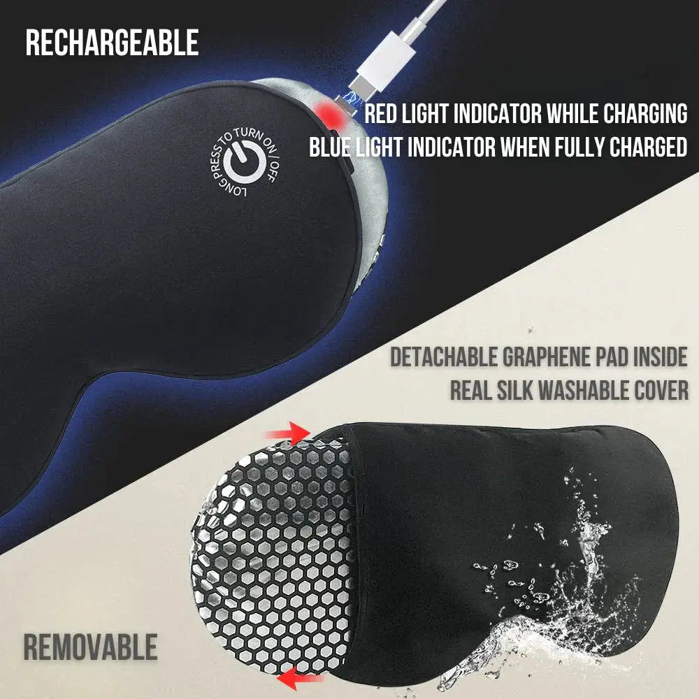 Heated Eye Mask with USB Rechargeable Battery and Gentle Vibration, Removable Silk Cover All Vera Mart
