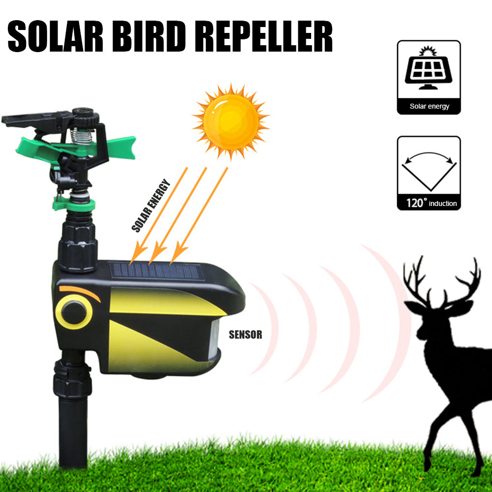 Solar Powered Motion Activated Sprinkler with 300 Degree Coverage for Garden Deer Deterrent All Vera Mart