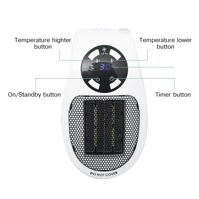 Compact Desktop Heater with Remote Control and 12-Hour Timer for Small Spaces All Vera Mart