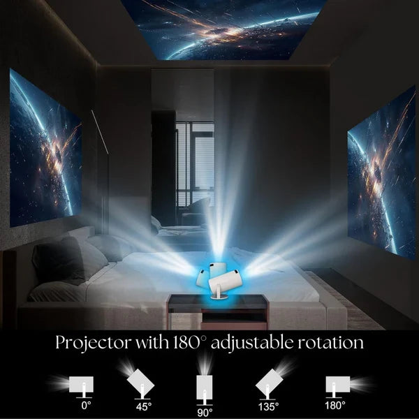 Portable Projector with 4K UHD Support and 180-Degree Tilt, 40-130 Inch Display All Vera Mart