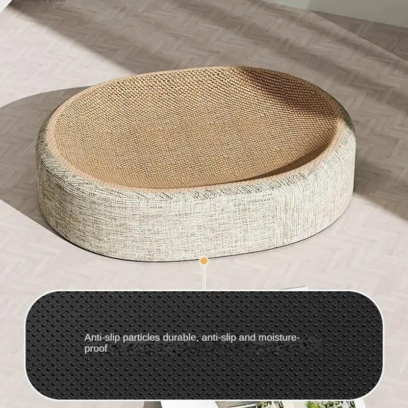 Sisal Cat Scratcher Bed with Curved Resting Bowl and Anti-Slip Base All Vera Mart