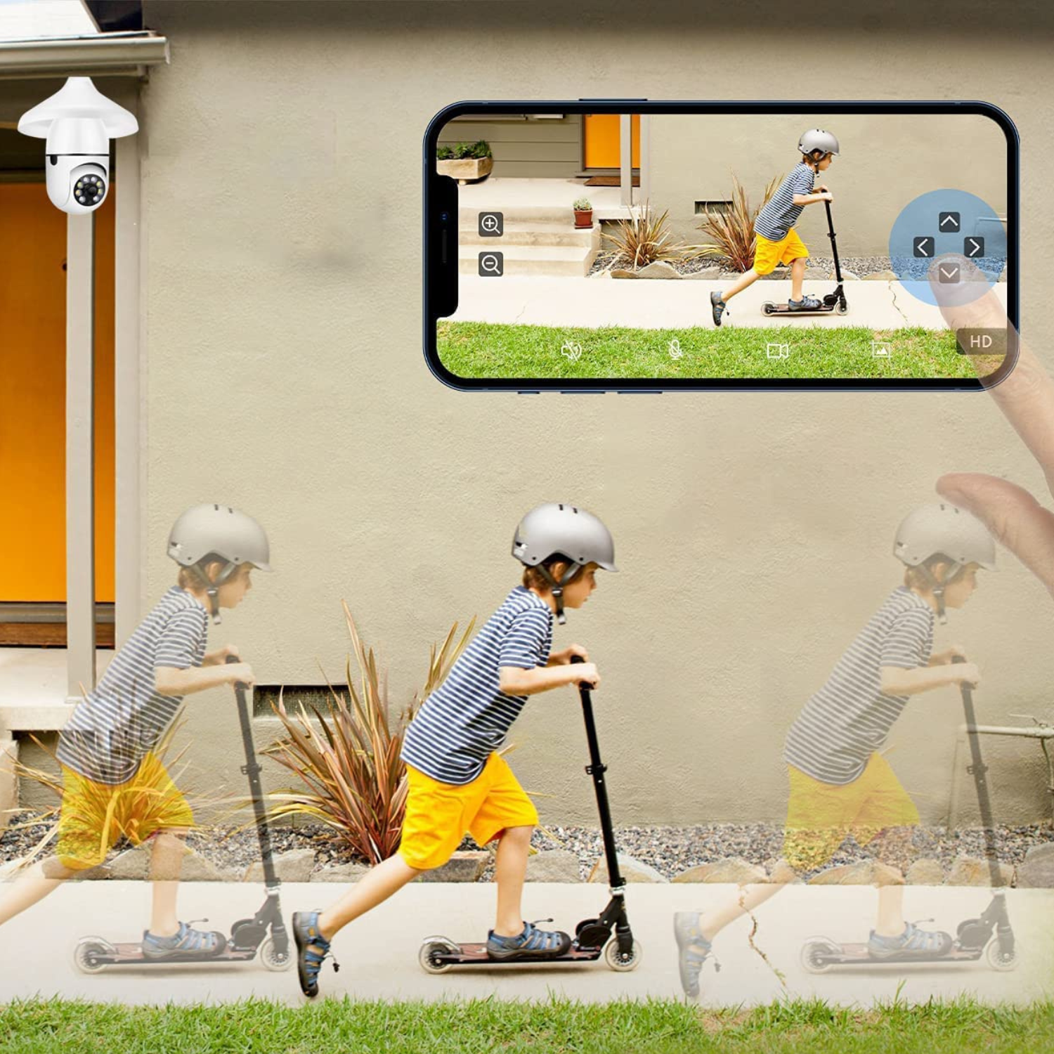 Smart Light Bulb Security Camera with 355-Degree Rotation and Night Vision All Vera Mart