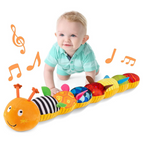 Sensory Caterpillar Plush Toy with Crinkle Rattle and Wind Up Music for Tummy Time All Vera Mart