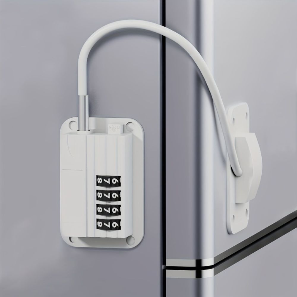 Password Protected Refrigerator Lock with Adjustable Strap and Adhesive Installation All Vera Mart