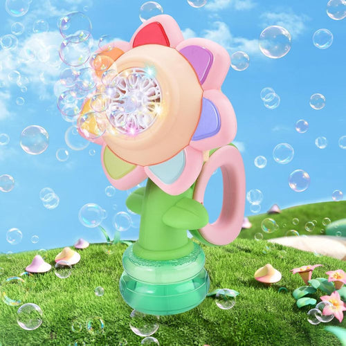 Automatic Bubble Machine with Rotating Flower Head and 7-Color LED Lights All Vera Mart