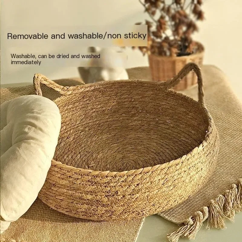 Woven Cattail Cat Bed with Removable Seasonal Pad All Vera Mart