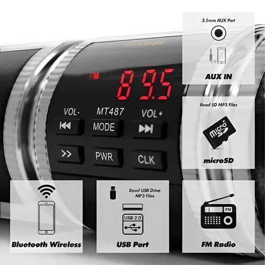 Handlebar Speaker System with Wireless Streaming and FM Radio for Motorcycles All Vera Mart