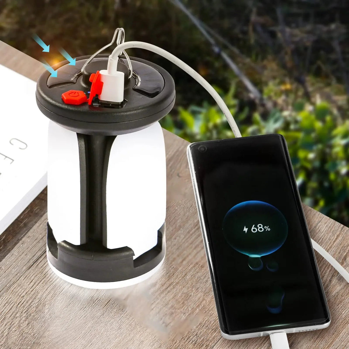 Rechargeable Camping Lantern with Solar Panel and Folding Design, 500 Lumens All Vera Mart