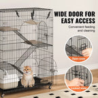 Four Tier Cat Enclosure with Platforms and Hammock for Multiple Pets All Vera Mart