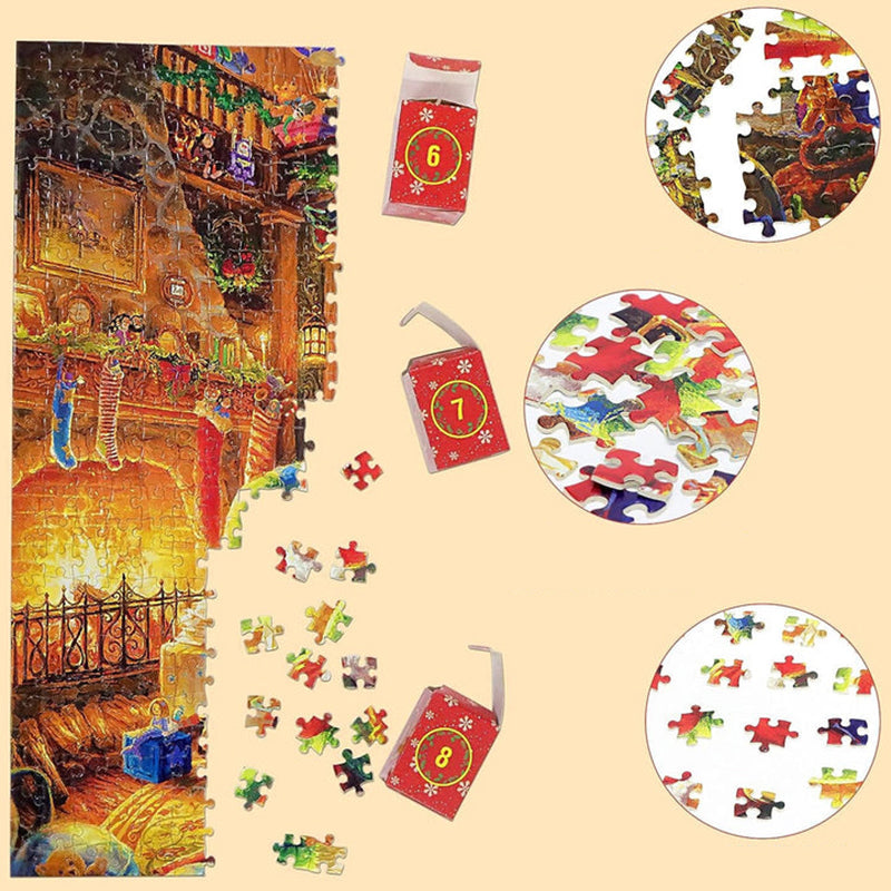 Advent Puzzle Calendar with 24 Daily Boxes and Reference Poster, 1008 Pieces All Vera Mart