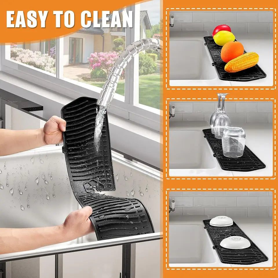 Faucet Splash Guard with Drainage Channels and Non-Slip Base All Vera Mart
