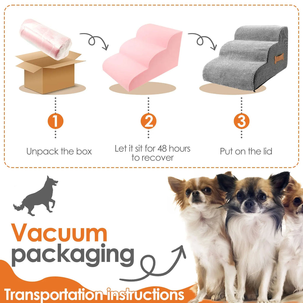 Pet Ramp Stairs with High Density Foam and Velvet Surface for Beds All Vera Mart
