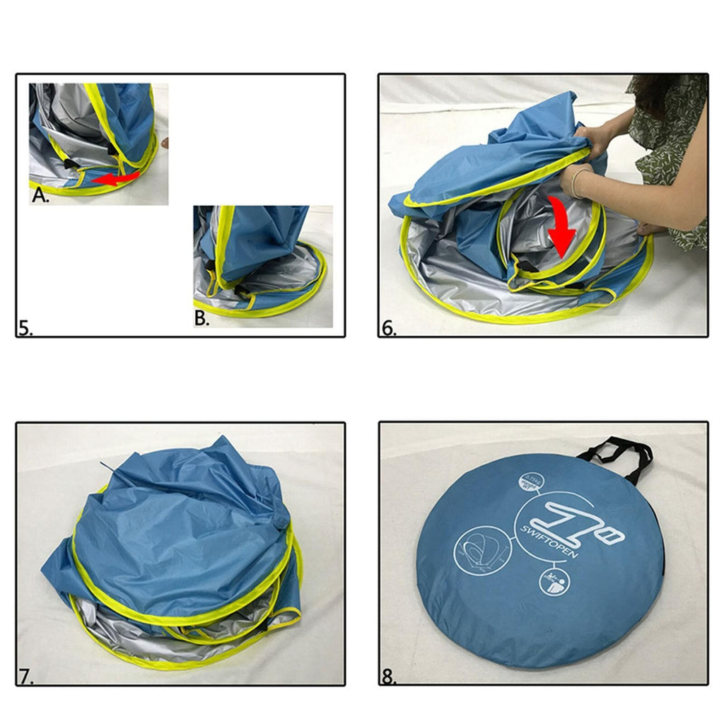 Pop Up Baby Beach Tent with Silver Coated Fabric and Mesh Ventilation, Ground Stakes Included All Vera Mart