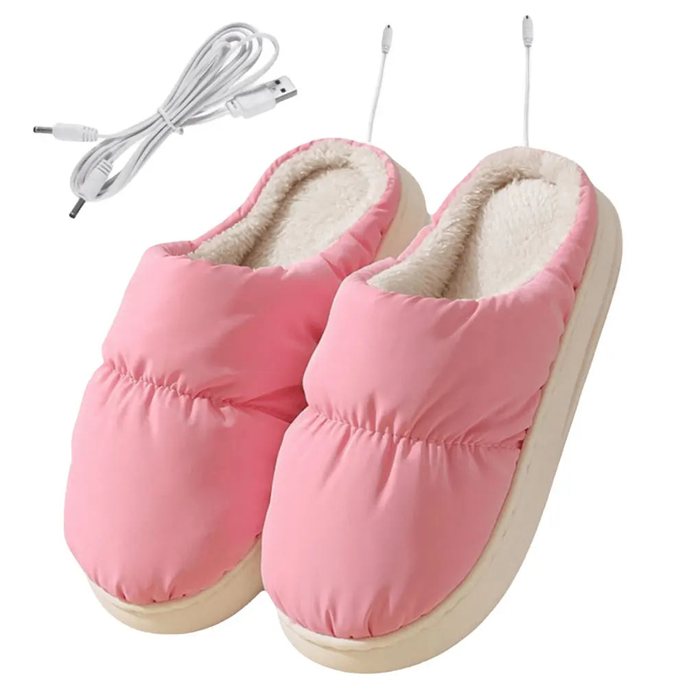 Heated Slippers with Plush Lining and USB Power, One Size Fits Most All Vera Mart