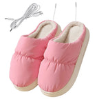 Heated Slippers with Plush Lining and USB Power, One Size Fits Most All Vera Mart