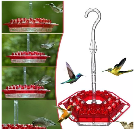 Hummingbird Feeder with Bee-Resistant Hexagonal Ports and 12oz Capacity All Vera Mart
