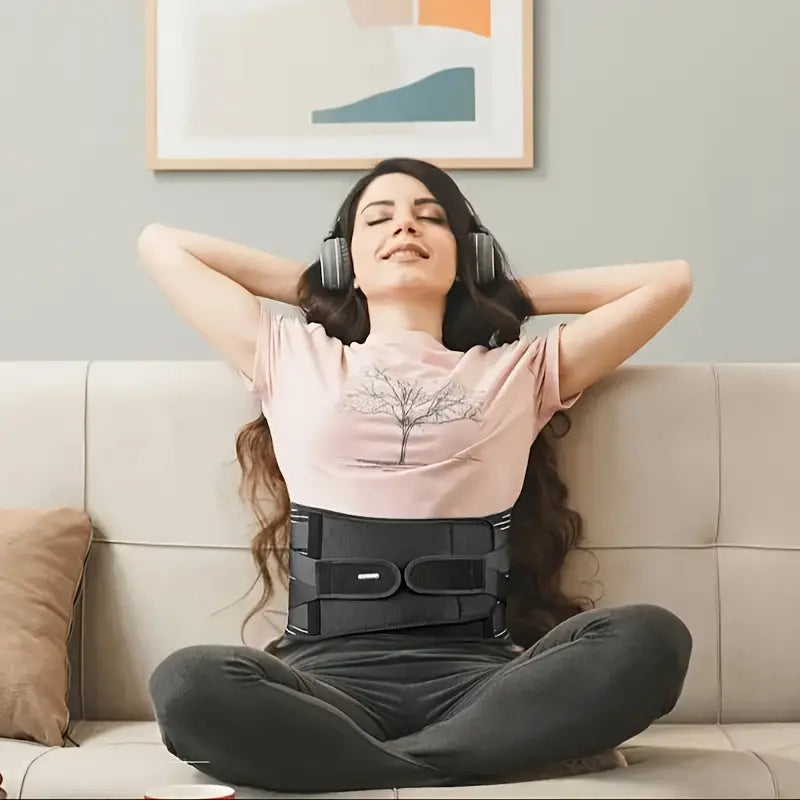 Lower Back Brace with Six-Strip Reinforcement and Reversible Massage Pad All Vera Mart