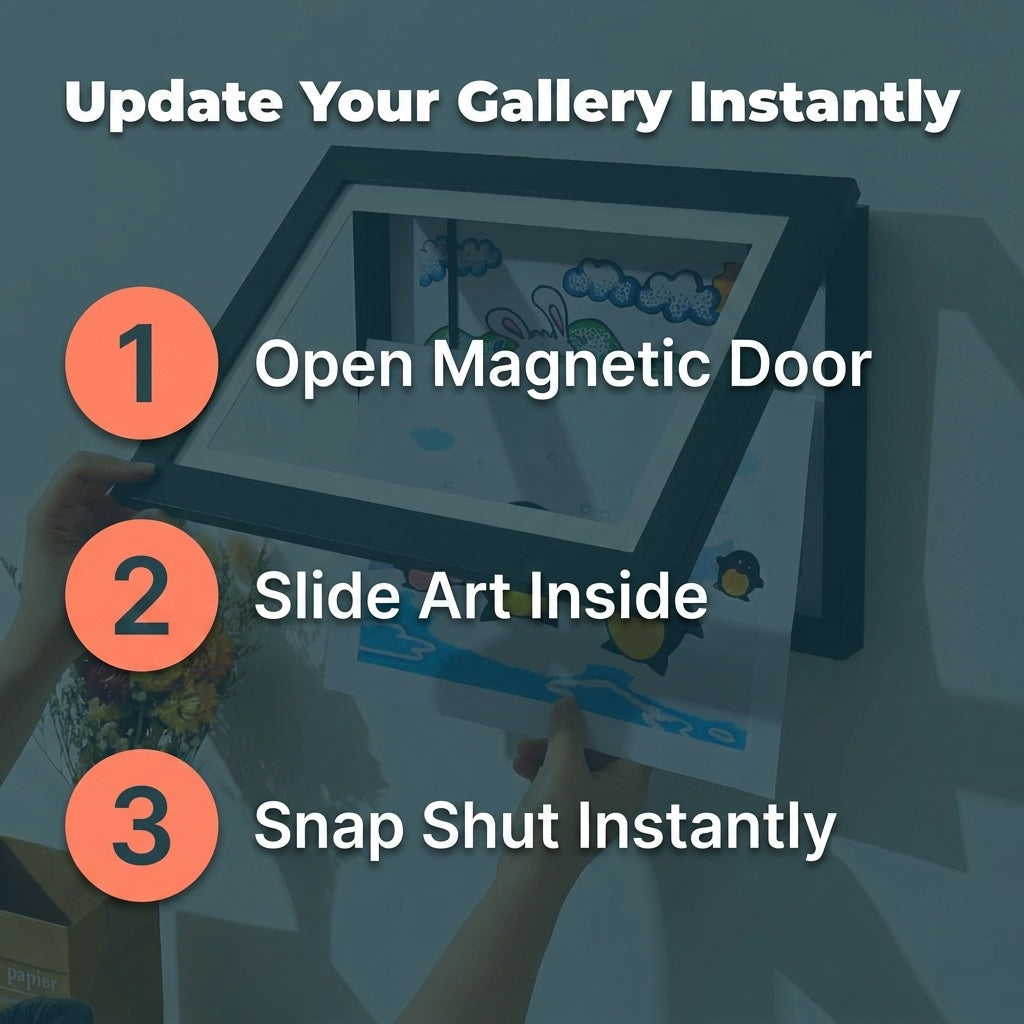 Artwork Display Frame with Magnetic Latch and 150-Sheet Storage Capacity All Vera Mart