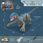 Velociraptor Toy with 2.4GHz Remote and Lifelike Motion, Lights, Rechargeable USB All Vera Mart