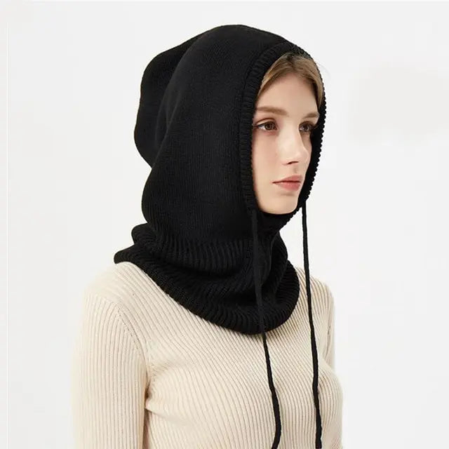 Hooded Cashmere Blend Cap with Adjustable Drawstrings and Lightweight Packable Design All Vera Mart