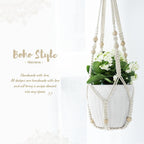 Macramé Plant Hanger with Cotton Cord and Wooden Ring for 9-Inch Pots All Vera Mart